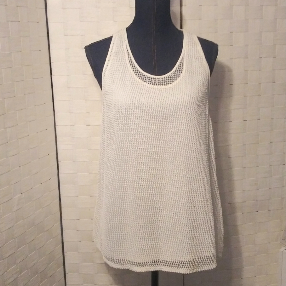 EUC Cynthia Rowley L cream lined tank top/blouse